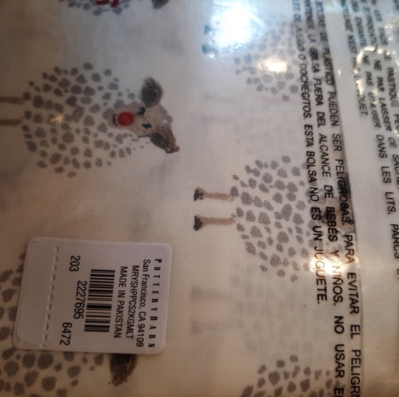 **Pottery Barn Merry Sheep King Christmas Holiday Cotton Percale Pillowcases - Picture 7 of 8
